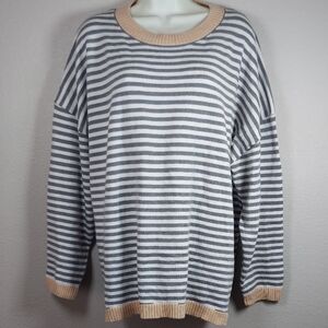 Striped Gray and Cream Sweater